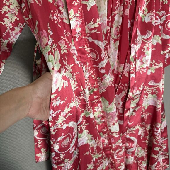 Oscar De La Renta VGT Pink Label Set Medium Satin Floral Robe And Nightgown - Picture 13 of 16